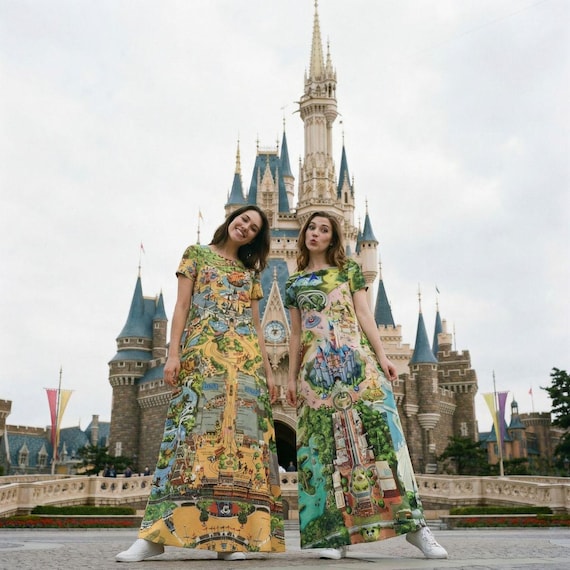 chinese dress ladies Small World Disney Dress Walt Disney World Disneyland Blue Skater Dress M