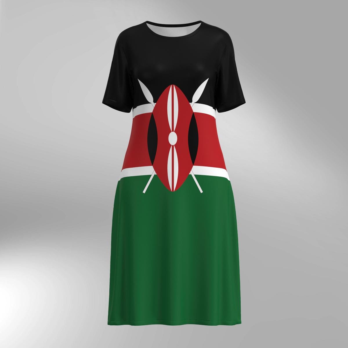 Bendera ya Kenya Flag Women Midi Long Maxi Dress Kenyan African Womens Clothing