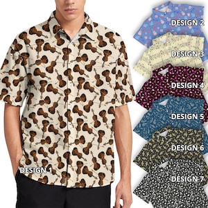 Musical Notes Music Instruments Jazz Rock Retro Violin Guitar Saxophone Theme Pattern Print Button Shirt