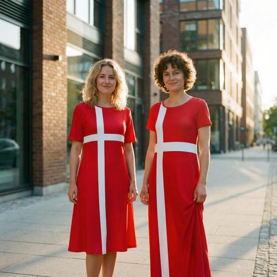 Denmark Flag Dannebrog Women Midi Long Maxi Dress Danish Womens