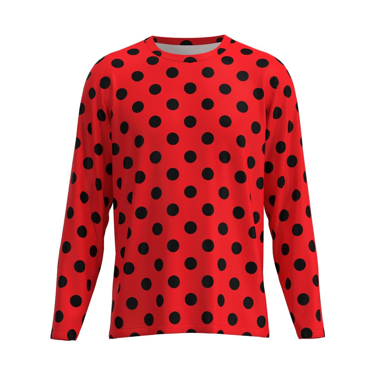 Polka Dot Long Sleeve T-shirt Black Dots on White Red Blue Brown