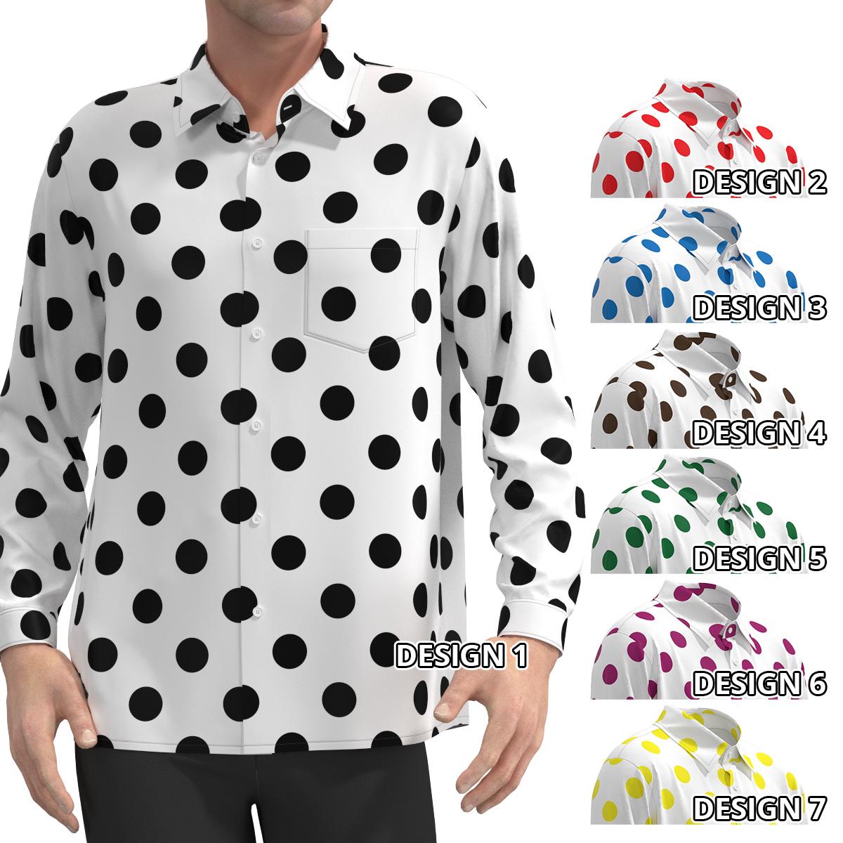 Long Sleeve Polka Dot White Black Brown Red Blue Green