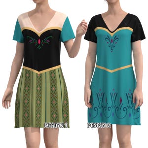 Frozen Elsa Anna Princess Queen Costume Cosplay Disney Disneyland Inspired Disneybounding Short Sleeve Skater Dress