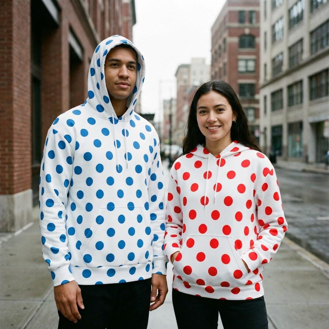 Polka Dot Sweatshirt Hoodie Retro Black Red Blue Pink Dots on