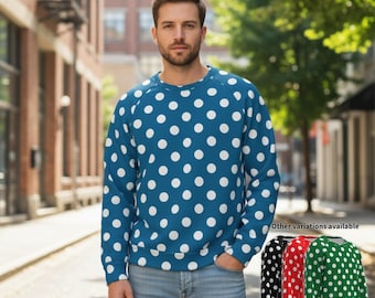 Polka Dot Sweatshirt Men Women White Spot Black Red Blue Brown Green Orange Purple Spotted Sweater Raglan Long Sleeve Custom Print