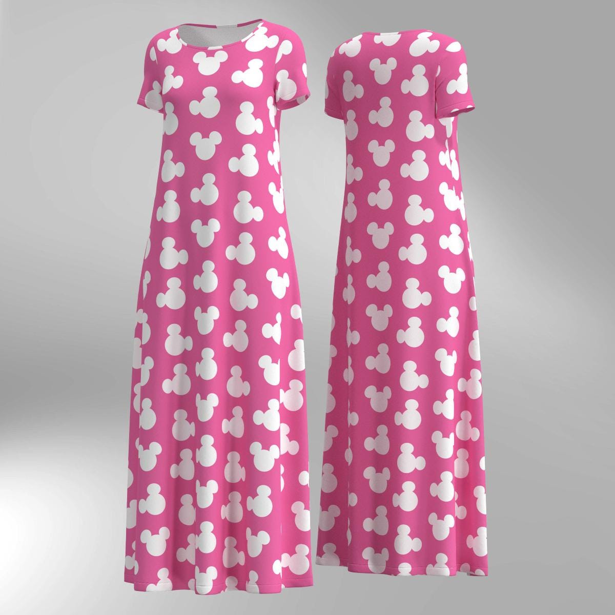 Mouse Ears Silhouette Long Maxi Dress Mickey Minnie Polka Dot Disney  Disneyland Womens Short Sleeve Clothing - Etsy