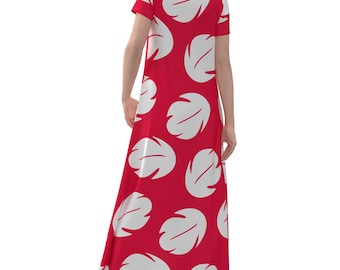 Lilo Stitch Disney Inspired Long Maxi Dress Short Sleeve Sleeveless
