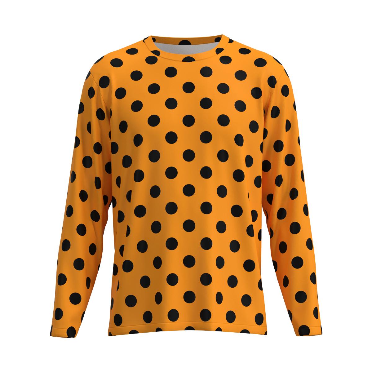 Polka Dot Long Sleeve T-shirt Black Dots on White Red Blue Brown