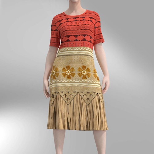 Moana Costume Cosplay Womens Dress Disney Fun Run Disneyland Marathon Short Sleeve Custom Print Casual Clothes
