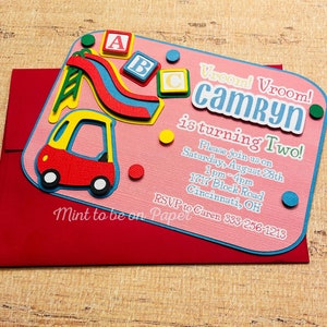 Playground Birthday Invitation, Handmade, Slide, Kids Party, Ball Pit, Toddler Birthday