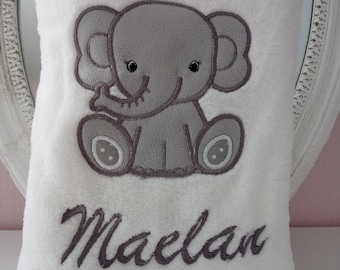 Couverture bébé personnalisée, plaid polaire bébé, plaid personnalisé bébé ,couverture bébé, couverture éléphant