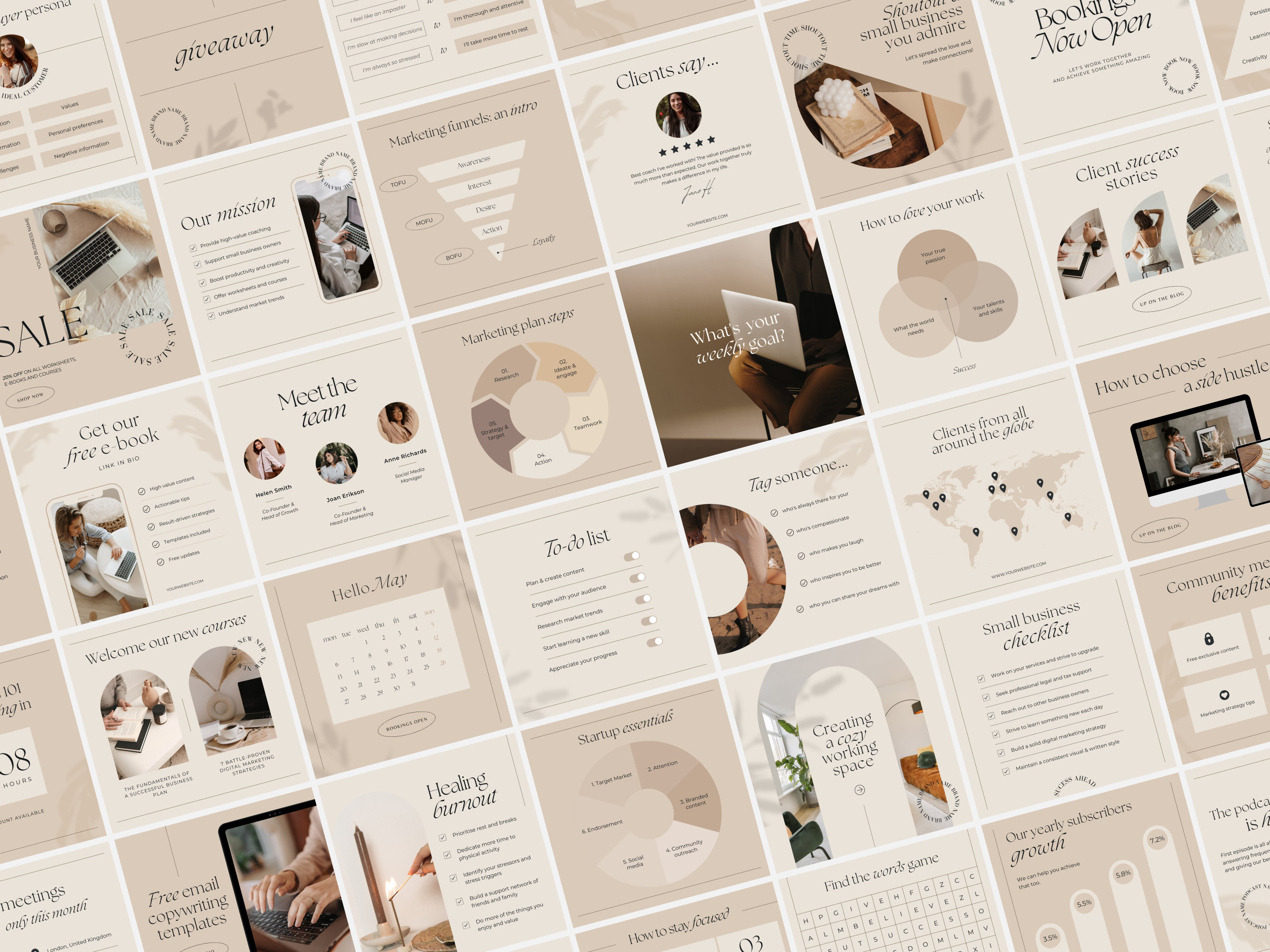 300 Instagram Templates Beige Luxury Instagram Coach, Canva Instagram ...