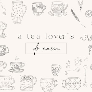 Cozy Tea Cups Hand-drawn Clipart | Tea Herbs Graphics | Autumn Clipart Teacup Clipart Tea Clipart Honey Clipart Tea Party Floral Vintage Tea