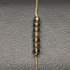Adjustable bracelet with 7 small Smokey Quartz - Brown nylon thread - gift for her - adjustable bracelet