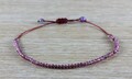 Adjustable bracelet with small Garnets - 2mm - burgundy nylon thread - January birthstone - gift for her product logo