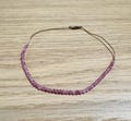 Adjustable Faceted Pink Tourmaline Bracelet - 2mm - Rubellite - Brown Nylon Thread - October Birthstone - Gift for Her product logo