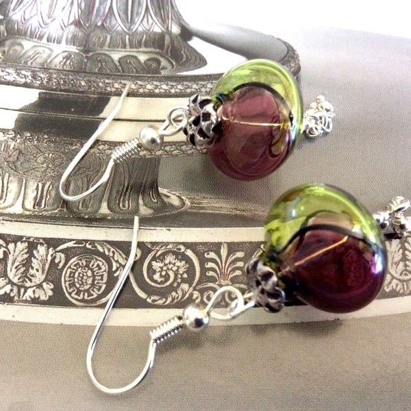 Earrings blown glass Venetian - 925 sterling silver pendants