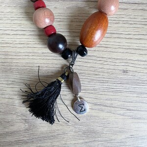 Tropical JUNGLE long necklace necklace meltingpot precious and exotic wood beads satin pompom sigma charm Western Country image 2