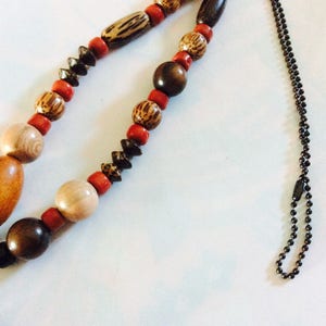 Tropical JUNGLE long necklace necklace meltingpot precious and exotic wood beads satin pompom sigma charm Western Country image 7