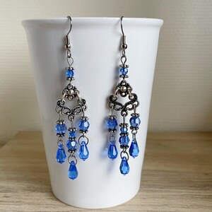 Boucles d'oreilles chandeliers cristal swaroski saphir Victorien image 4