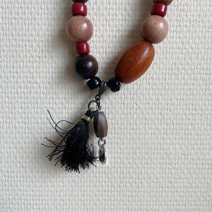 Tropical JUNGLE long necklace necklace meltingpot precious and exotic wood beads satin pompom sigma charm Western Country image 3