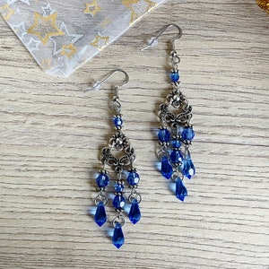 Boucles d'oreilles chandeliers cristal swaroski saphir Victorien image 1