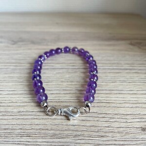 Amethyst pearl bracelets, real gems semi-precious Carabiner closure image 4