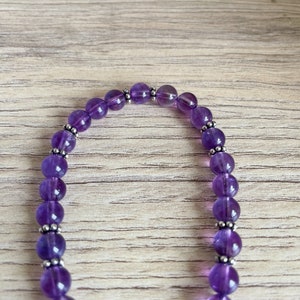 Amethyst pearl bracelets, real gems semi-precious Carabiner closure image 8