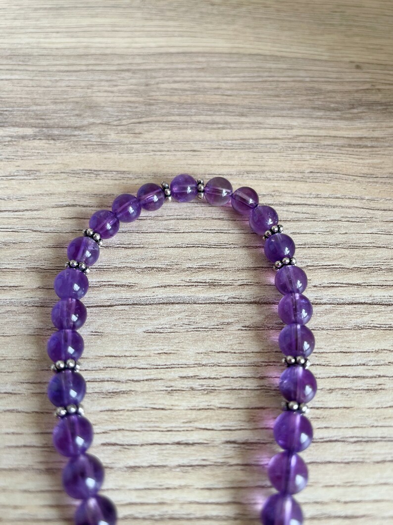 Amethyst pearl bracelets, real gems semi-precious Carabiner closure image 8