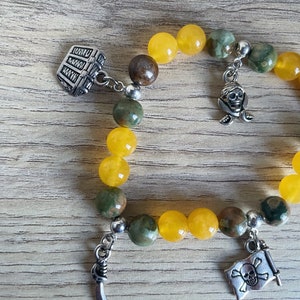 Bracelet féminin, breloques Pirates des Caraïbes, marin Perles jade et Rhyolite image 5