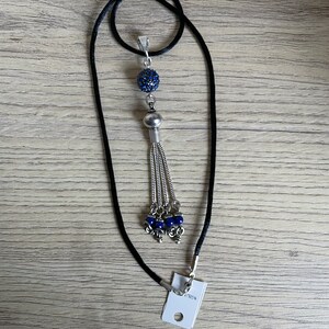 Pendentif pompon argent 925 Perle style Shamballa et lapis lazuli image 4