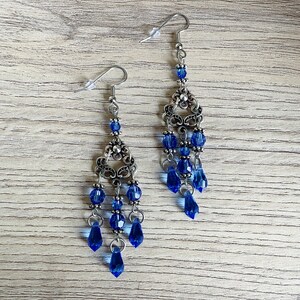 Boucles d'oreilles chandeliers cristal swaroski saphir Victorien image 3