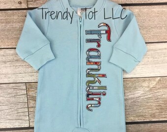 Newborn Baby Hospital Outfit, Personalized Take Home Outfit, Baby Shower Gift, Boy Footed Sleeper, Bring Baby Home, Sleeper, Romper