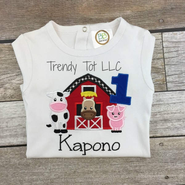 Boy First Birthday Farm Outfit, Cow Horse Pig One Cake Smash Set, Farming One Birthday, Trendy Tot, Boys 1st Birthday