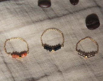 Bague BARISTA perles pierres fines au choix chaine or gold filled 14 carats
