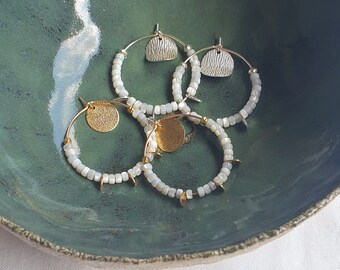 NAUSICA Mother-of-pearl hoop earrings, gold filled or 925 silver