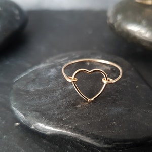 LOVE ring in 925 silver or 14 carat gold filled heart motif Or rempli