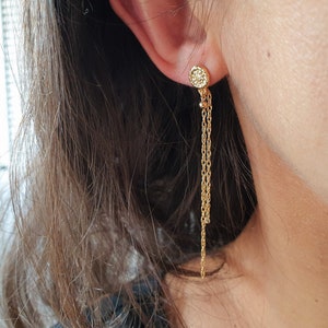 Boucles SWING or gold filled 14 carats Puces d'oreilles longues image 1