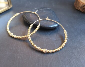 MYRIADE hoop earrings with gold filled pearls and gold earrings by Myo Jewel