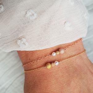 TRIO pearl bracelet Mother-of-pearl chain rose gold gold filled 14 carat wedding jewelry