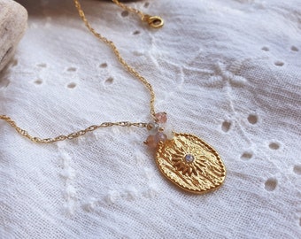 TELLINE Moonstone necklace with 24-carat gold-plated stainless steel chain