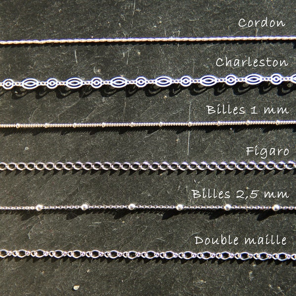 Colliers MINIMAL argent massif 925 chaîne fine à billes choker satellite