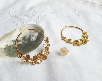 BIANCA interchangeable earrings mother-of-pearl flowers 14 carat gold filled earrings