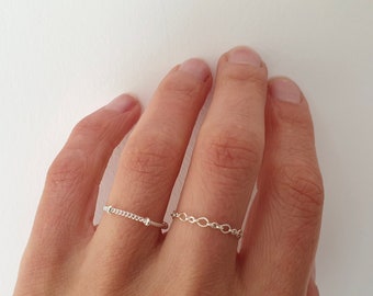 Bague MINIMAL chaine satellite argent massif 925 bijoux fins