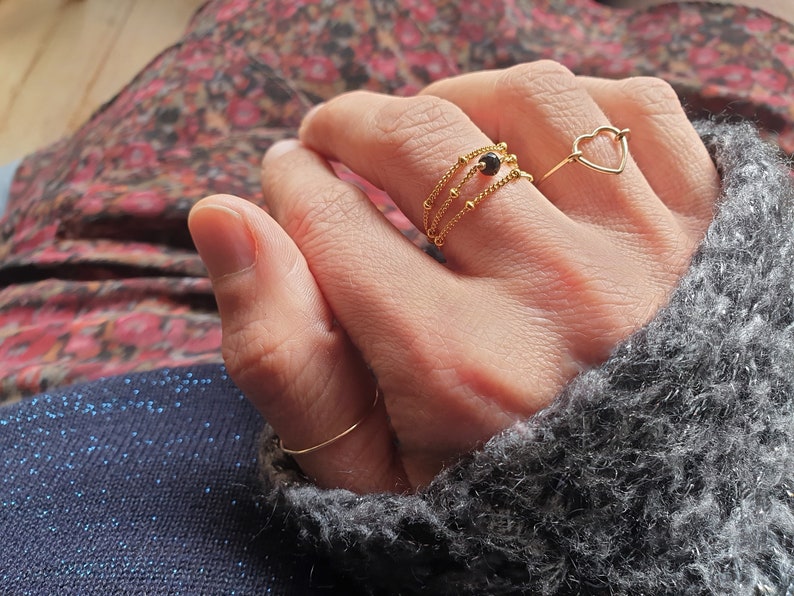 Anillo SOLO otros colores perlas piedras finas cadena de bolas de oro bañada en oro de 14 quilates imagen 3