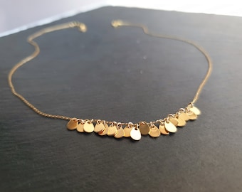 BOOGIE necklace gold filled 14 carat chain and gold sequins by Myo Jewel