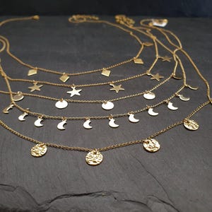 CONSTELLATION necklace charms gold filled stainless steel chain 24 carat gold plated