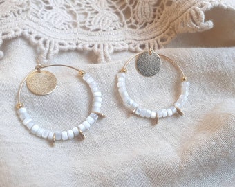 NAUSICA Mother-of-pearl hoop earrings gold plated gold filled