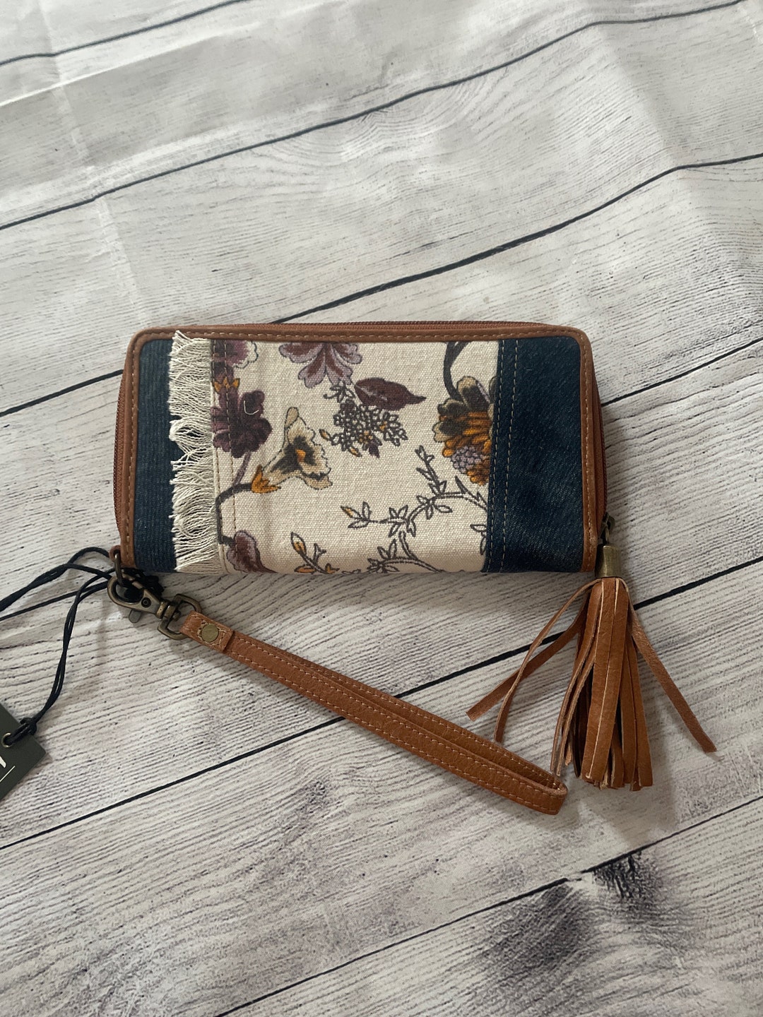 Myra Full Size Wallet. Myra Zip Wallet. Canvas and Leather Etsy
