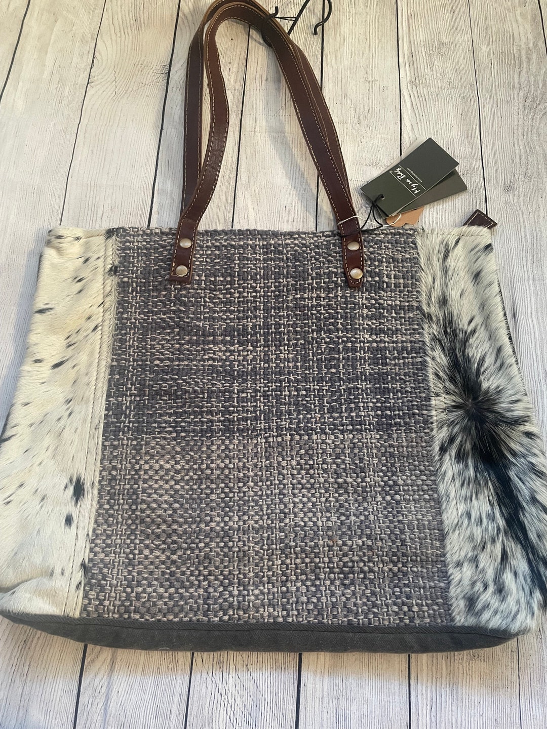 Myra Polos Aztec Canvas Tote for Women â€“ Tribal Print Body with Dual Leather Handles for Everyday Western Style main image 1